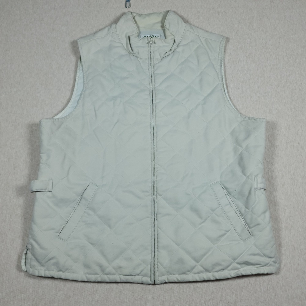 Orvis Diamond Quilted Vest Cream Beige Full Zip Equestrian Gorpcore Womens M